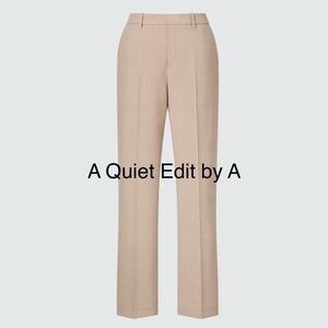 Uniqlo AirSense Slim Straight Pants Beige Lightweight Stretch Work Trousers